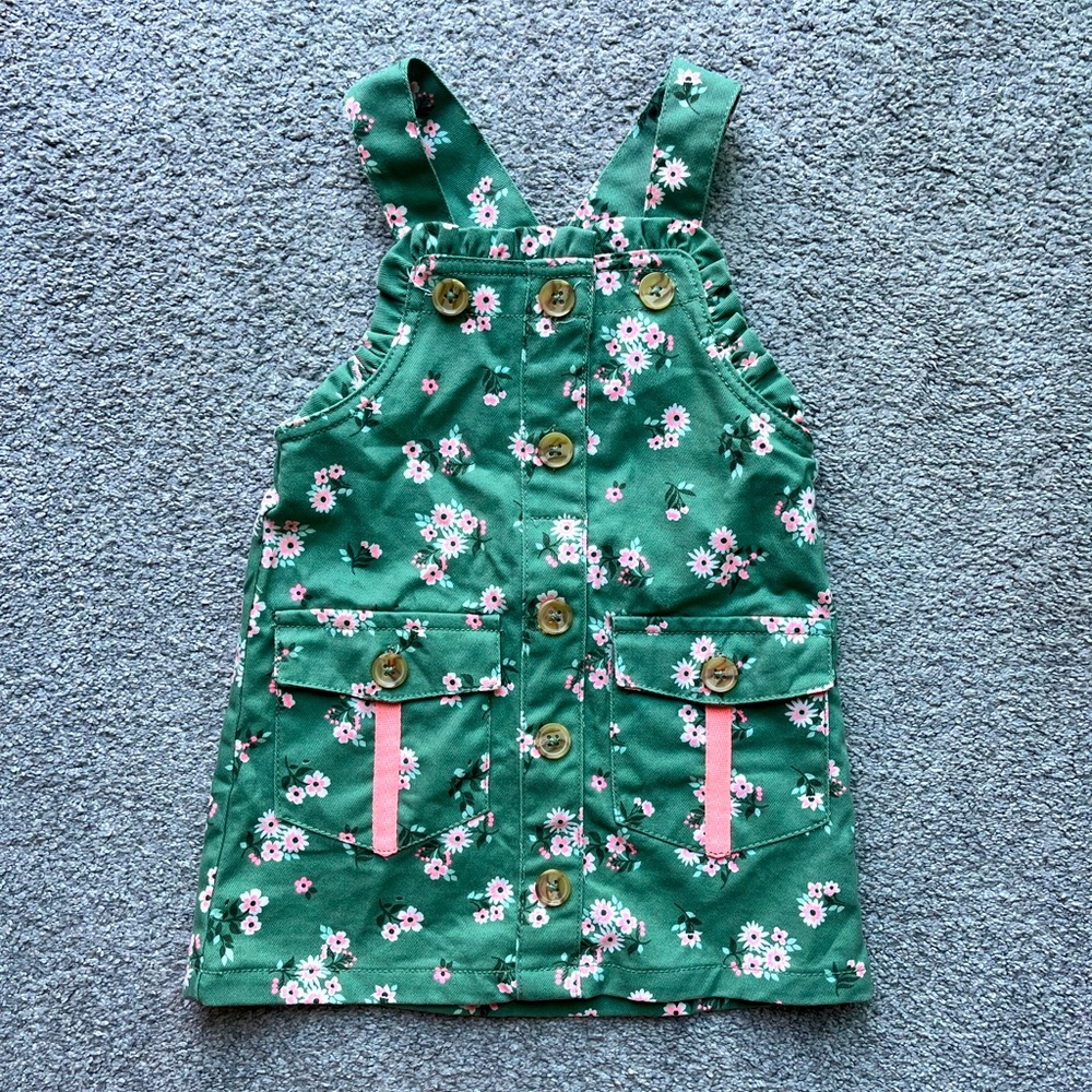 Toddler Girls Floral Coverall Dress